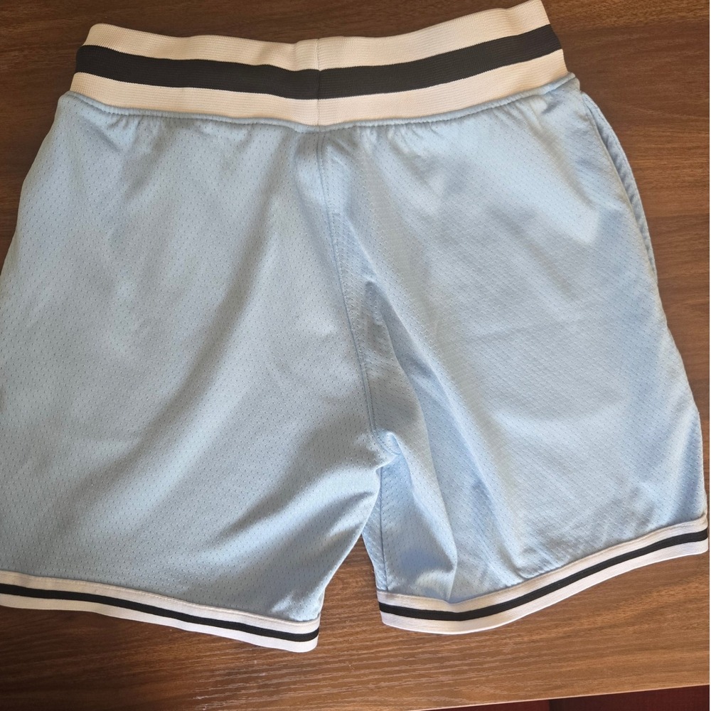 GOAT USA Kids Youth Large Light Blue Mesh Basketball Shorts Athletic Striped - Picture 2 of 9